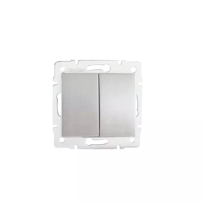 Bouton Poussoir Encastrable Double LOGI Argent