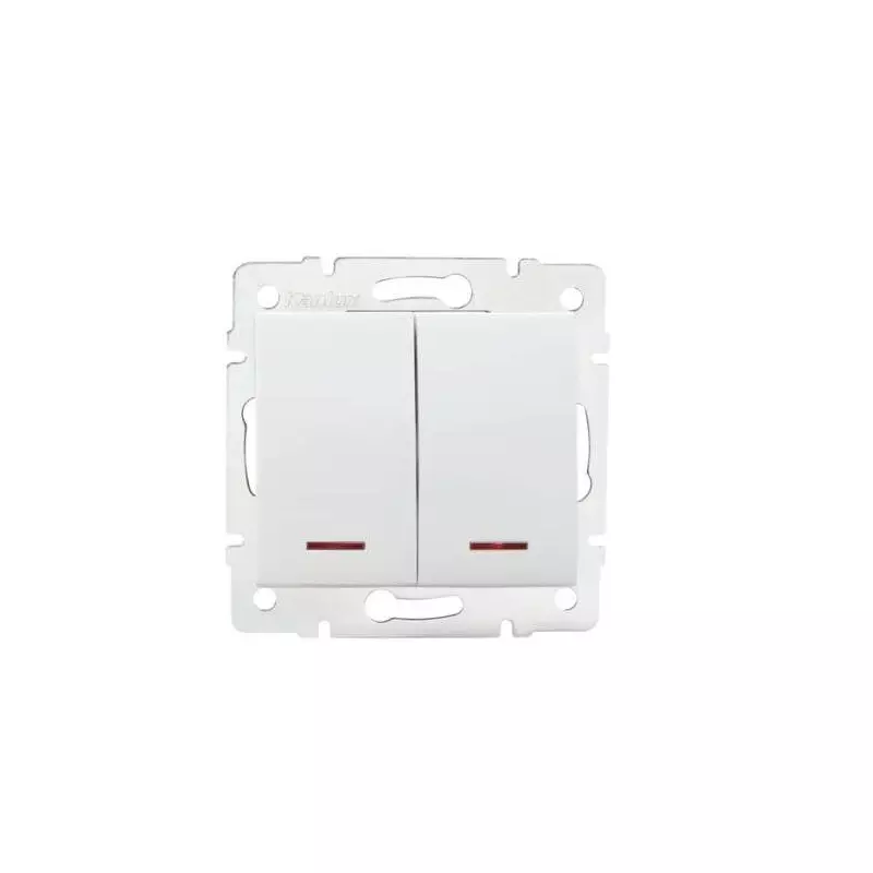 Interrupteur Encastrable Double avec Voyant Lumineux LED LOGI Blanc