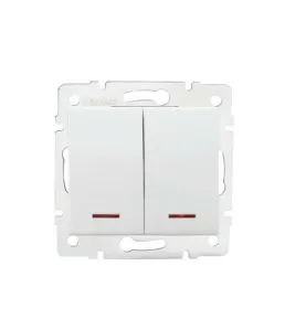 Interrupteur Encastrable Double avec Voyant Lumineux LED LOGI Blanc