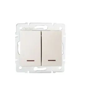 Bouton Poussoir Encastrable Double avec Voyant Lumineux LED LOGI Crème