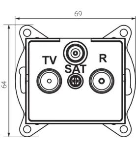 Prise TV-R-SAT de Passage Encastrable LOGI Blanc