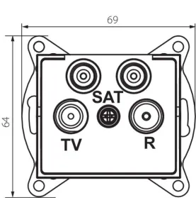 Prise TV-R-2xSAT Terminale Encastrable LOGI Blanc