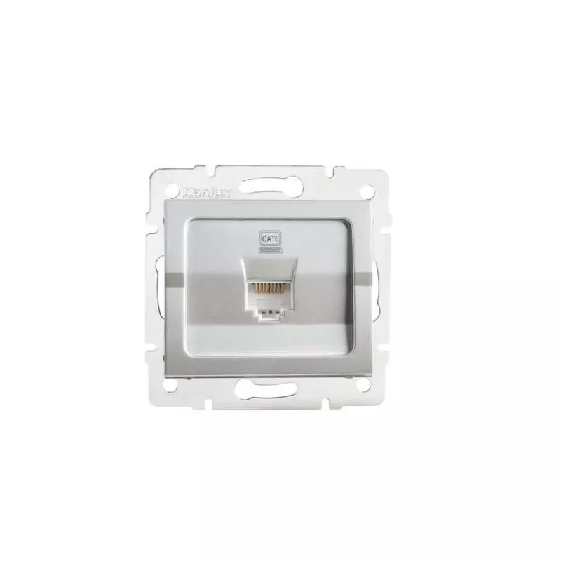 Prise Réseau Ethernet RJ45 CAT6 Encastrable LOGI Argent