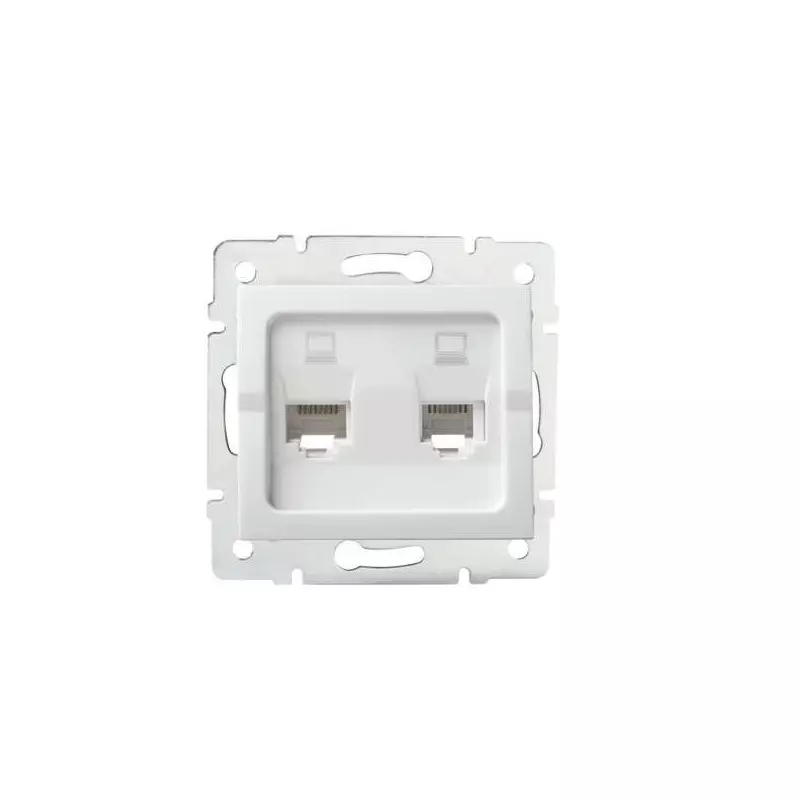 Double Prise Réseau Ethernet RJ45 CAT5e Encastrable LOGI Blanc