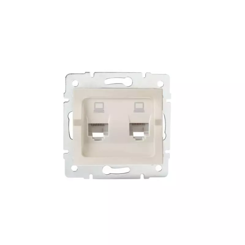 Double Prise Réseau Ethernet RJ45 CAT5e Encastrable LOGI Crème