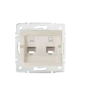 Double Prise Réseau Ethernet RJ45 CAT5e Encastrable LOGI Crème