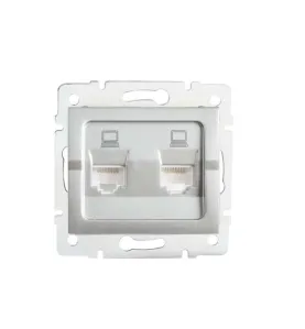 Double Prise Réseau Ethernet RJ45 CAT5e Encastrable LOGI Argent