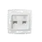 Double Prise Réseau Ethernet RJ45 CAT6 Encastrable LOGI Blanc