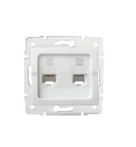 Double Prise Réseau Ethernet RJ45 CAT6 Encastrable LOGI Blanc