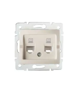 Double Prise Réseau Ethernet RJ45 CAT6 Encastrable LOGI Crème