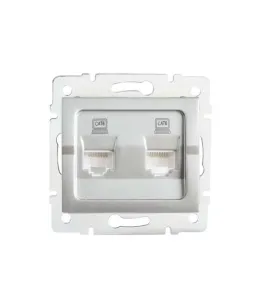 Double Prise Réseau Ethernet RJ45 CAT6 Encastrable LOGI Argent