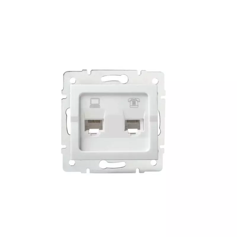 Prise RJ45 CAT5e + RJ11 Encastrable LOGI Blanc