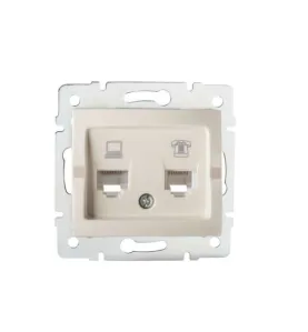 Prise RJ45 CAT5e + RJ11 Encastrable LOGI Crème