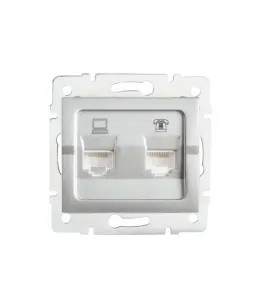 Prise RJ45 CAT5e + RJ11 Encastrable LOGI Argent