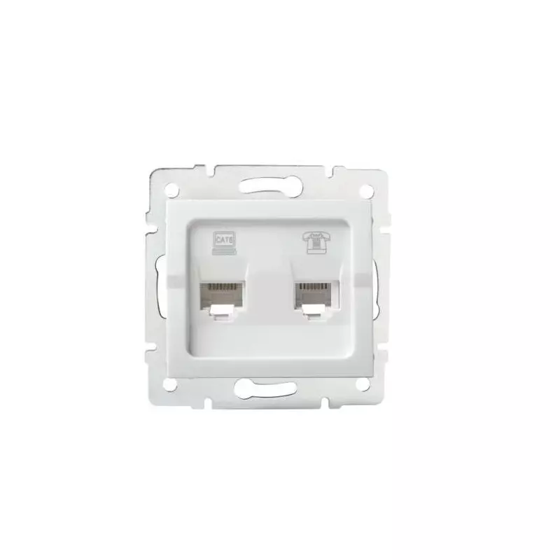 Prise RJ45 CAT6 + RJ11 Encastrable LOGI Blanc