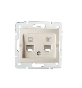 Prise RJ45 CAT6 + RJ11 Encastrable LOGI Crème