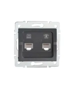 Prise RJ45 CAT6 + RJ11 Encastrable LOGI Graphite