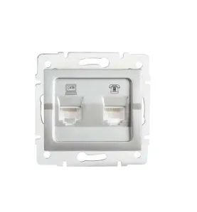 Prise RJ45 CAT6 + RJ11 Encastrable LOGI Argent