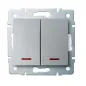 Bouton Poussoir Encastrable Double avec Voyant Lumineux LED DOMO Argent