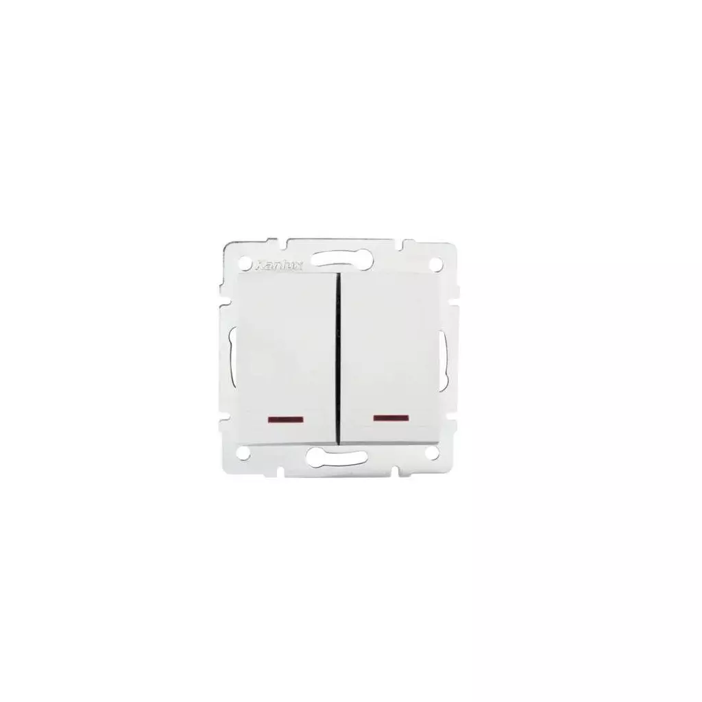 Interrupteur Encastrable Double avec Voyant Lumineux LED DOMO Blanc