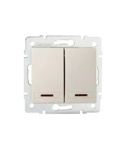 Interrupteur Encastrable Double avec Voyant Lumineux LED DOMO Crème