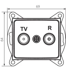 Prise TV-R de Passage Encastrable DOMO Argent