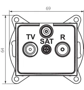 Prise TV-SAT-R de Passage Encastrable DOMO Argent