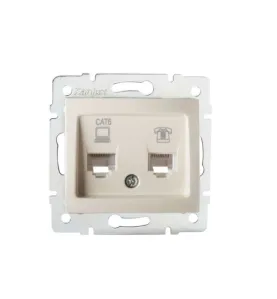 Prise RJ45 CAT6 + RJ11 Encastrable DOMO Crème