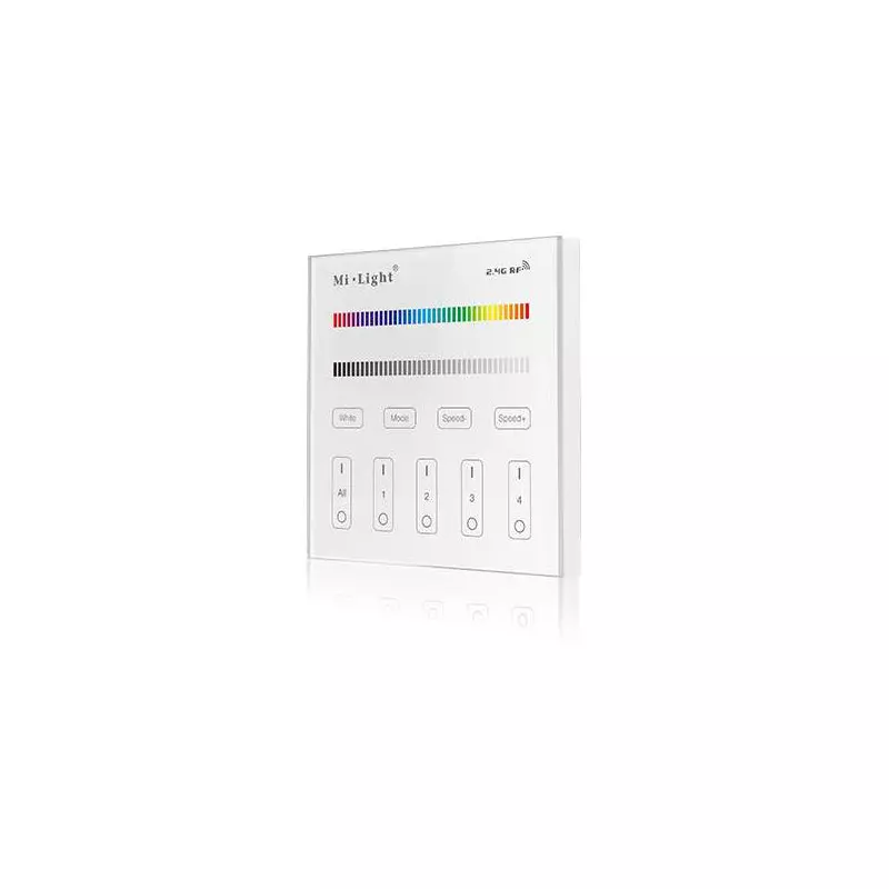 Télécommande Tactile Murale Dimmable RadioFréquence Sans Fil 4 Zones Blanc - RGB / RGBW FUTT3