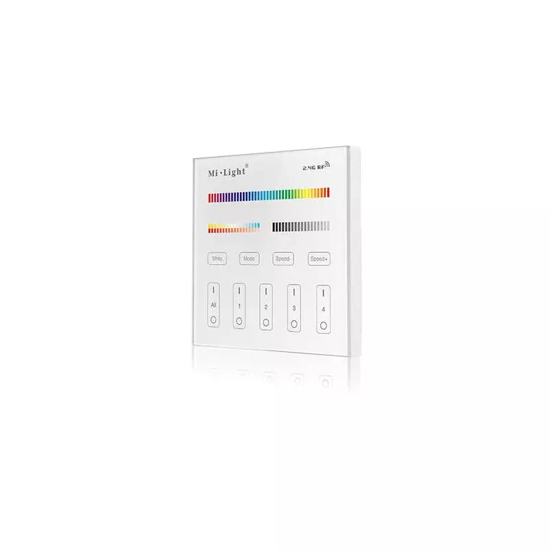 Télécommande Tactile Murale Dimmable RadioFréquence Sans Fil 4 Zones T4 Blanc - RGB+CCT