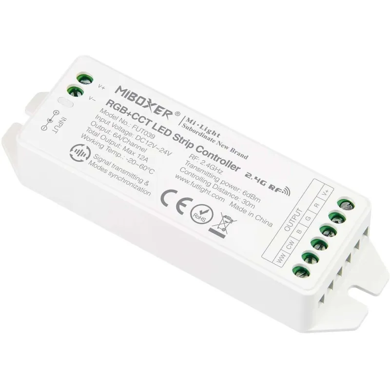 Contrôleur LED DC12/24V 6A/Ch RF 2.4GHz / Alexa / Google Asisstant - RGB+CCT 039