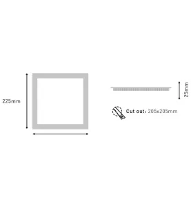 Downlight carré extra fin 18W Gris - Blanc du Jour 6000K