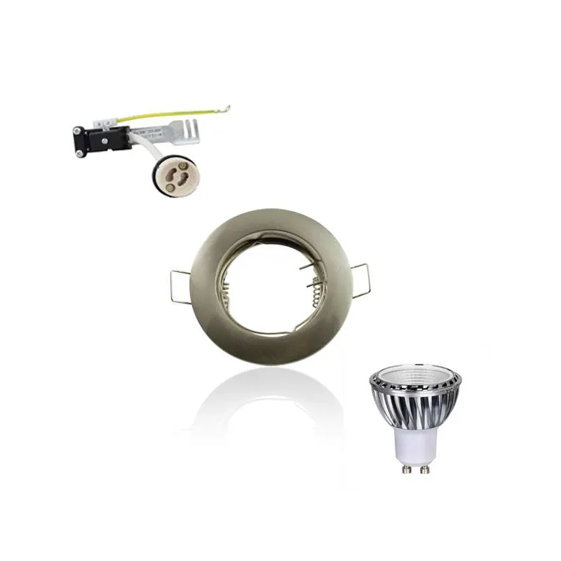 Kit Spot LED GU10 COB 5W équivalent 50W Blanc chaud 2700K fixe aluminium