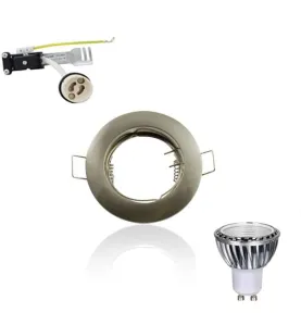 Kit Spot LED GU10 COB 5W équivalent 50W Blanc chaud 2700K fixe aluminium