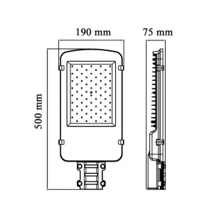 Luminaire LED urbain 25W 2500lm équivalent 200W