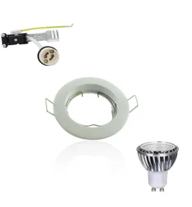 Kit Spot LED GU10 COB 5W équivalent 5W Blanc chaud 2700K fixe blanc