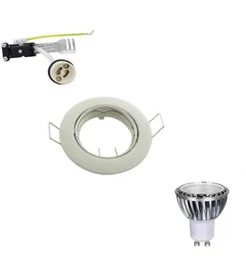 Kit Spot LED GU10 COB dimmable 5W équivalent 50W Blanc chaud 2700K fixe blanc