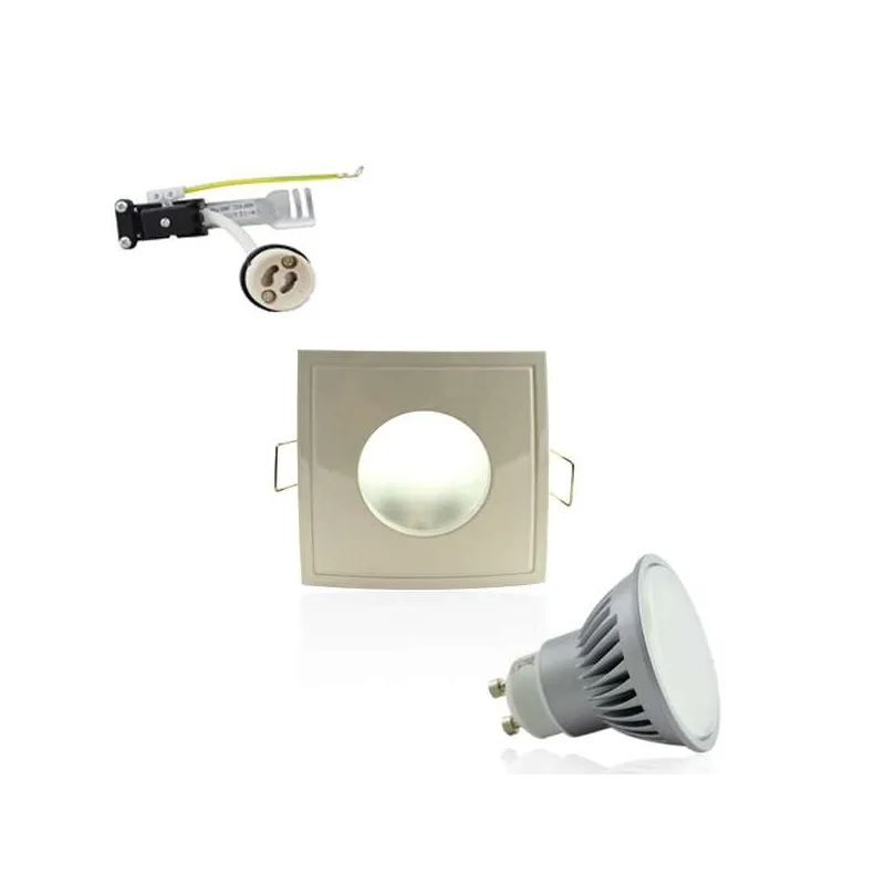 Kit Spot LED GU10 étanche 6W carré blanc lumière 50W blanc naturel 4100K