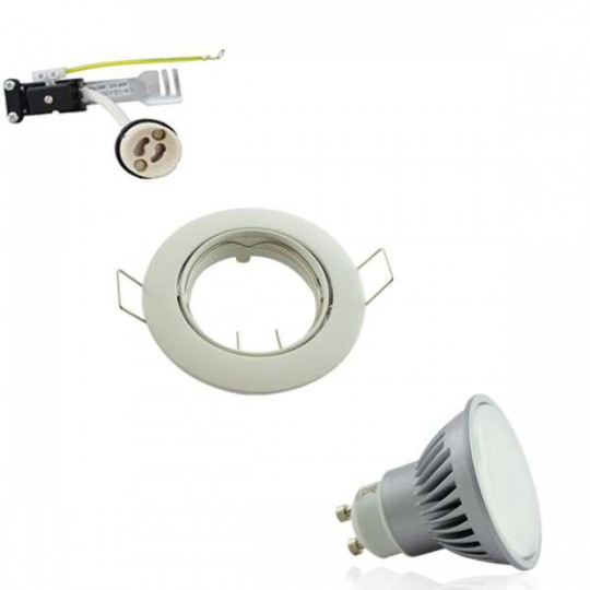 Kit Spot LED GU10 5W rond orientable blanc du jour