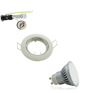 Kit Spot encastrable orientable blanc LED GU10 7W (60W) angle large