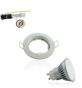 Kit Spot encastrable orientable blanc LED GU10 7W (60W) Blanc Chaud 3000K angle large