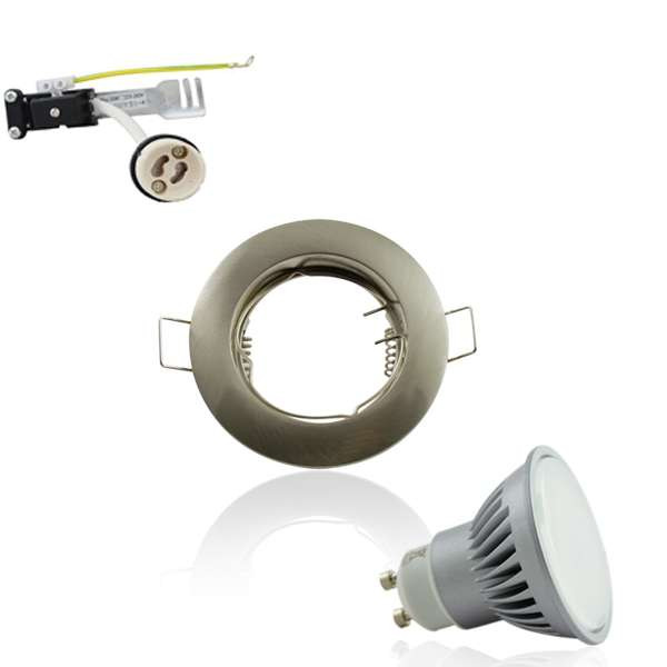 Kit Spot Led Gu10 4w Rond Aluminium Blanc 40w 4100k Angle Large 120°