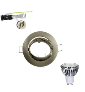 Kit Spot LED GU10 COB dimmable 5W équivalent 50W Blanc chaud 2700K fixe blanc