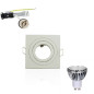 Kit Spot LED GU10 5W (50W) Carré Blanc Chaud 2700K