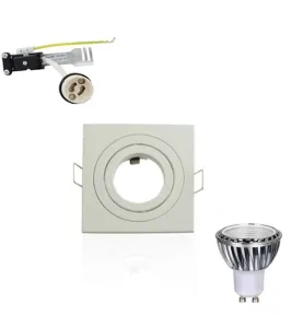 Kit Spot LED GU10 5W carré blanc lumière 50W blanc neutre 4100K