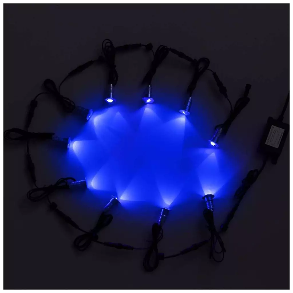 Mini lampe spot LED couleur bleue 12 volts 3 watts sur manch