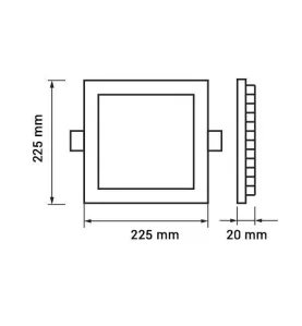 Plafonnier LED Carré Extra Plat 18W 1350lm (144W) 225mmx225mm - Blanc Chaud 2800K