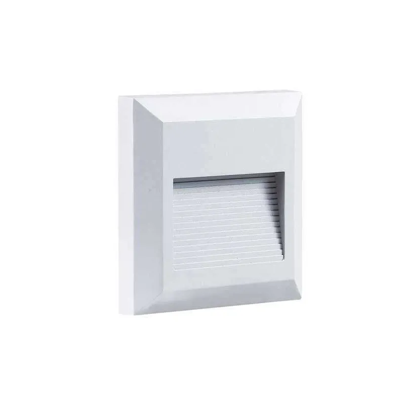 Applique 2W Encastrable LED Extérieure Étanche Carré Blanche - Blanc Naturel 4000K