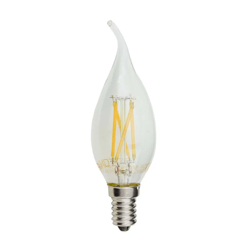 Ampoule LED E14 4W (30W) Filament Flamme Coup de Vent - Blanc Naturel 4500K