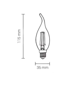 Ampoule LED E14 4W (30W) Filament Flamme Coup de Vent - Blanc du jour 6000K